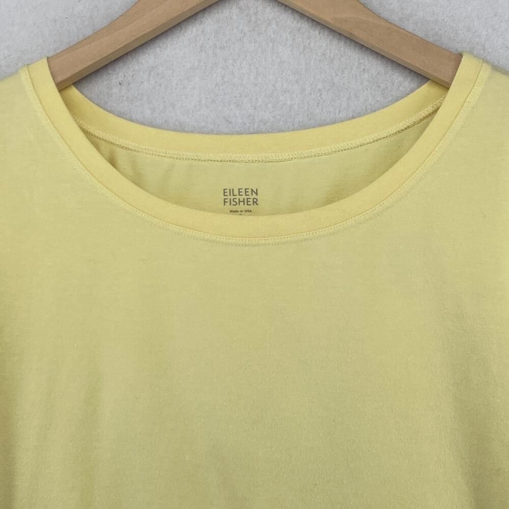 EILEEN FISHER Top S Stretch Organic Cotton Scoop Neck Cap Sleeve Yellow USA - Picture 3 of 13